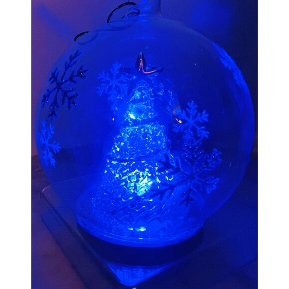 Lot of 2 Hand Blown Glass Christmas Ornament Snow Tree Star Gold Table or Tree - Picture 5 of 5